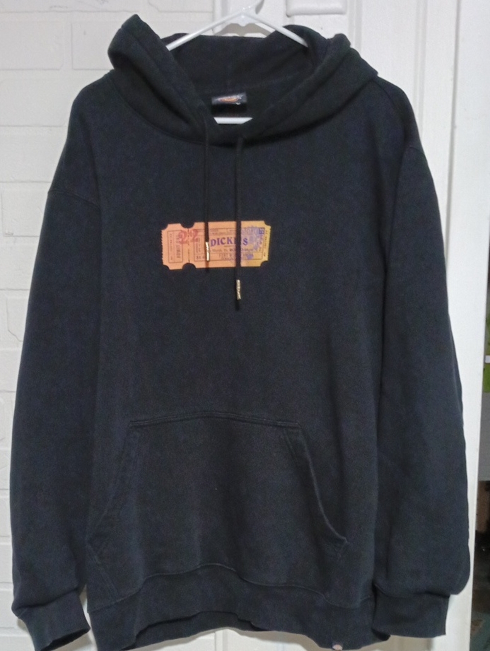 Dickies Men's Black Pullover Hoodie with Ticket Graphic